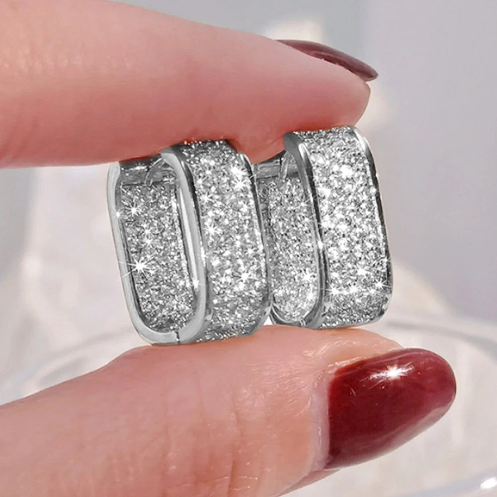 Paved CZ Hoop Earrings