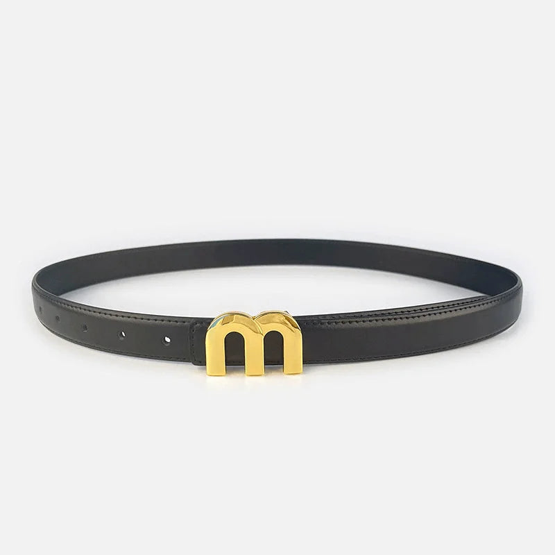 2025 New Thin 2.5cm Belts for Women Girls Fashion Waist Belt Cowhide Leather MetalBuckle Belt Leisure Dress Jeans Waistband