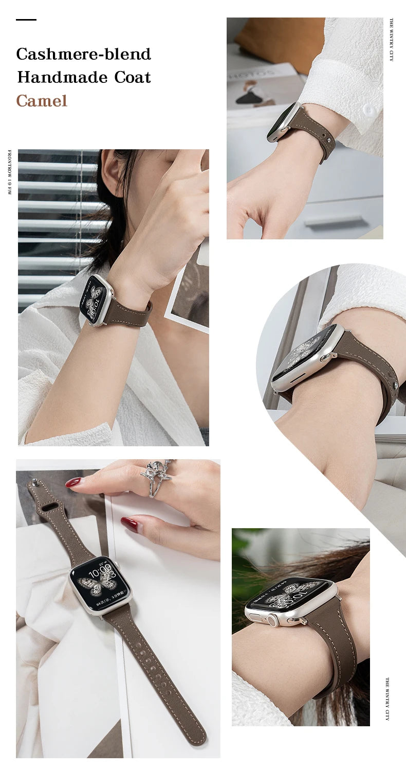 April - Slim Leather Strap for Apple Watch