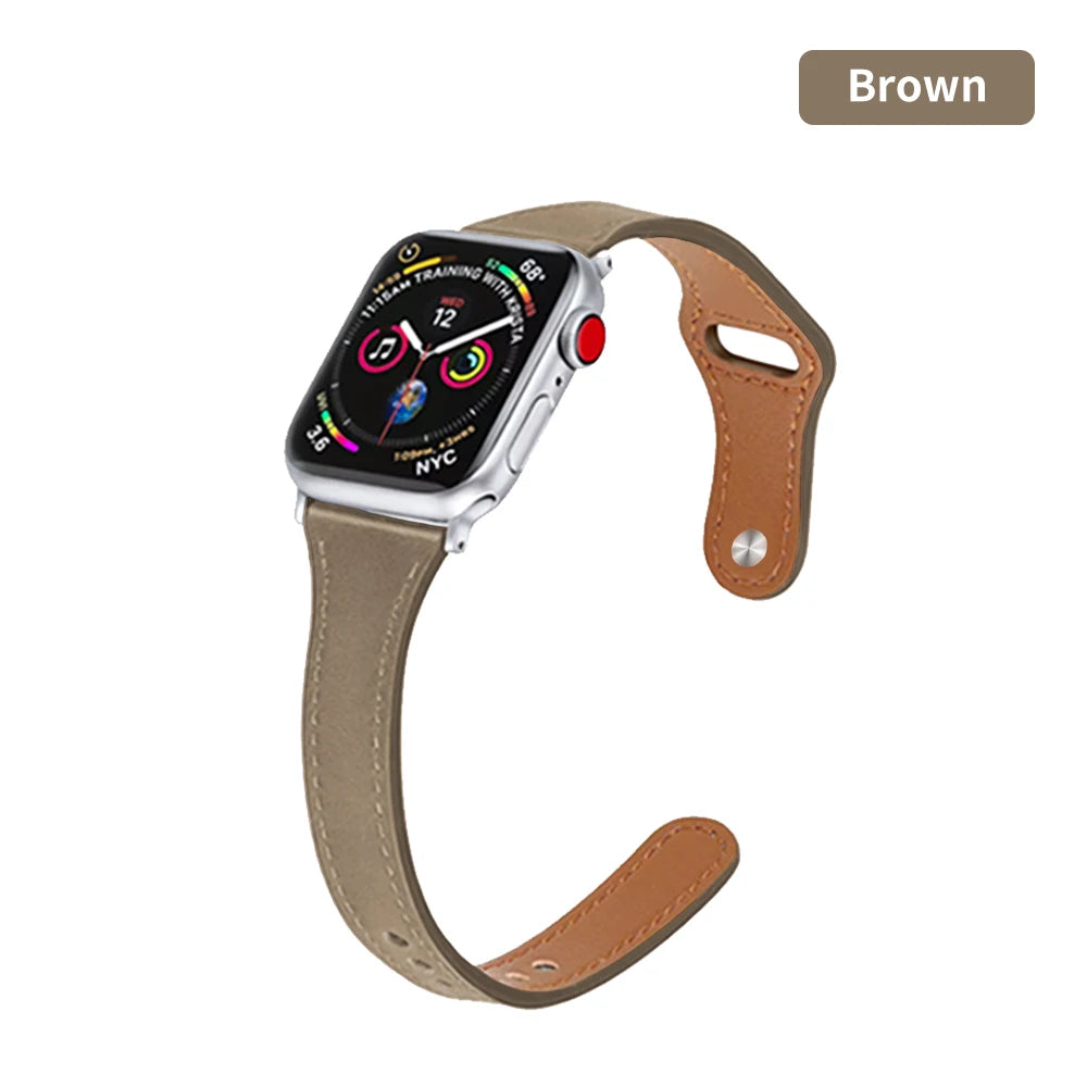 April - Slim Leather Strap for Apple Watch