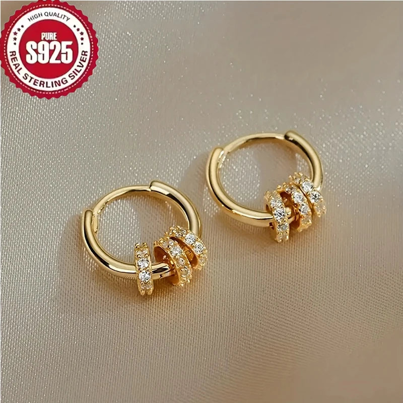 Vera - 925 Sterling Silver Gold Plated Hoop Earrings