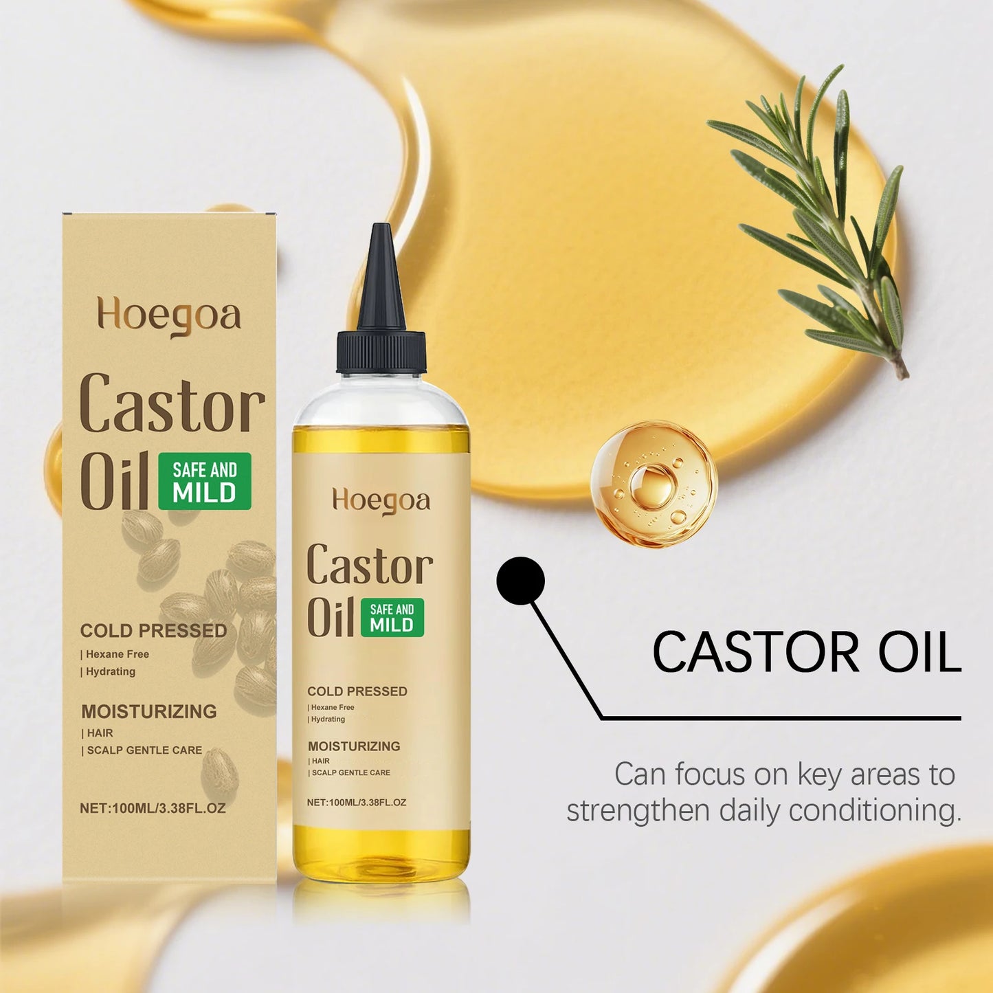 Castor Oil Essential Oil For Hair Strengthen Repair Regrowth Oil
