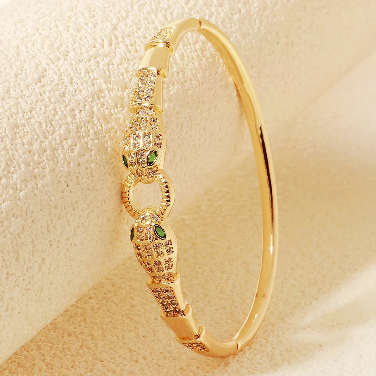 Stainless Golden Snake Zirconia Bracelet