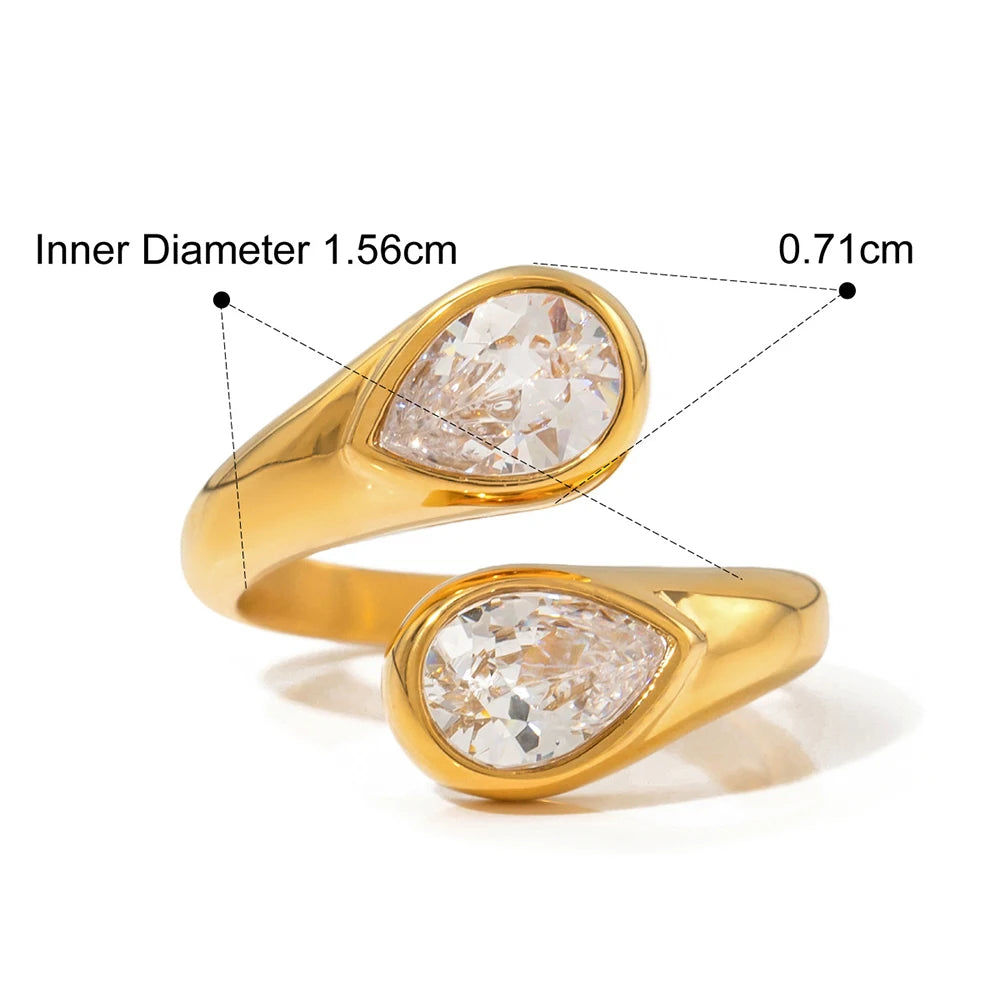 Stainless Water Drop Rings - 18K Gold Plated