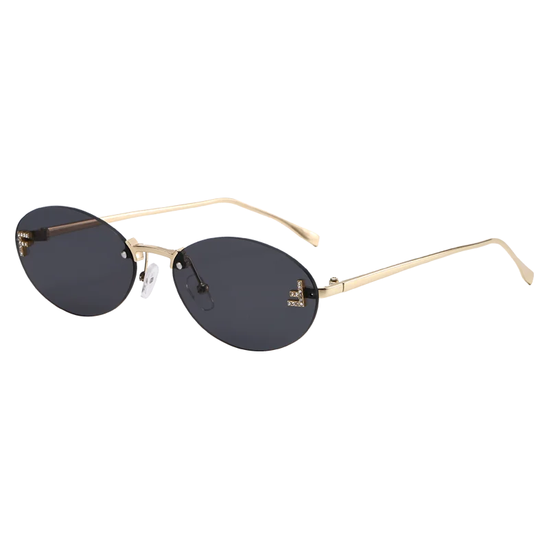 Protective Glasses Fashion Oval Rimless Design Sunglasses Female Small Size Metal Suneyeglass Outdoors Casual Vacation UV400