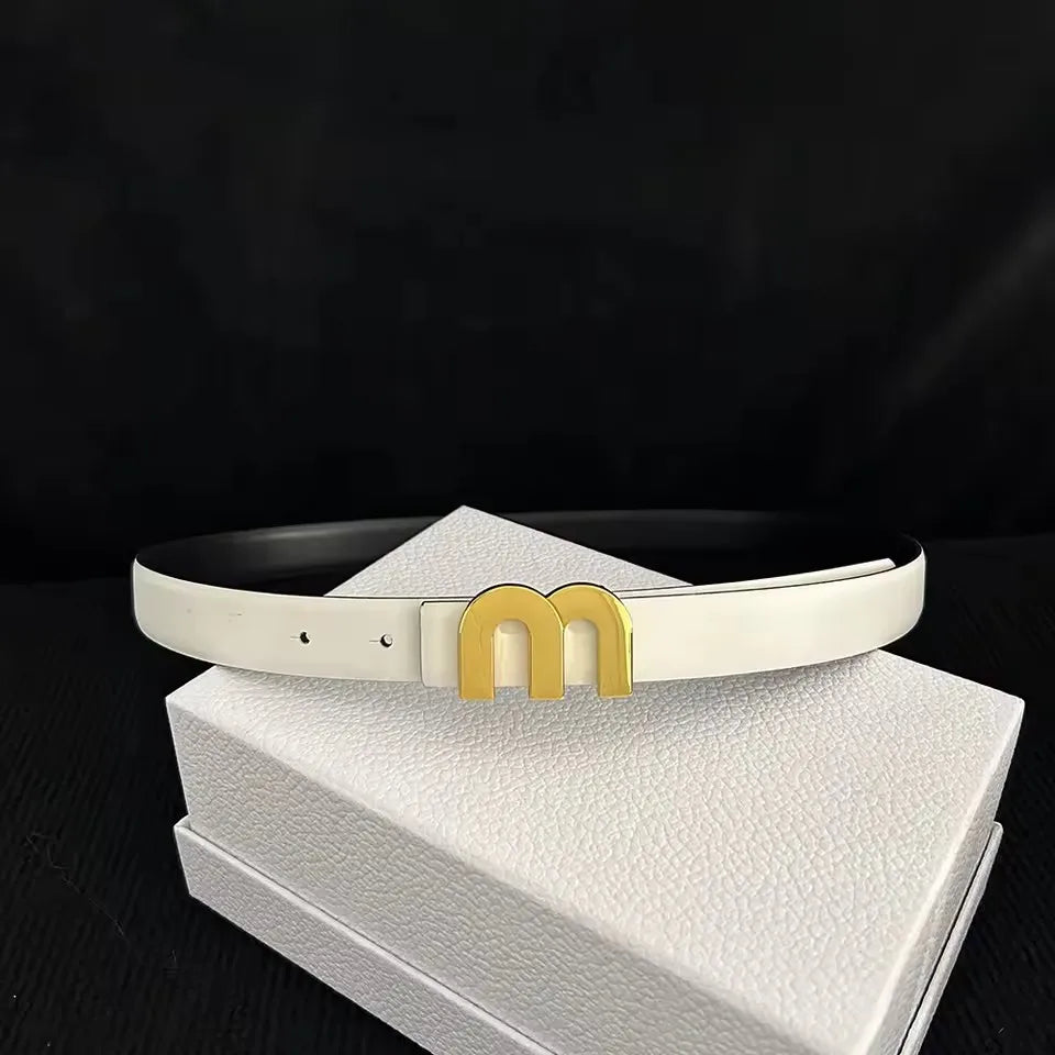 2025 New Thin 2.5cm Belts for Women Girls Fashion Waist Belt Cowhide Leather MetalBuckle Belt Leisure Dress Jeans Waistband