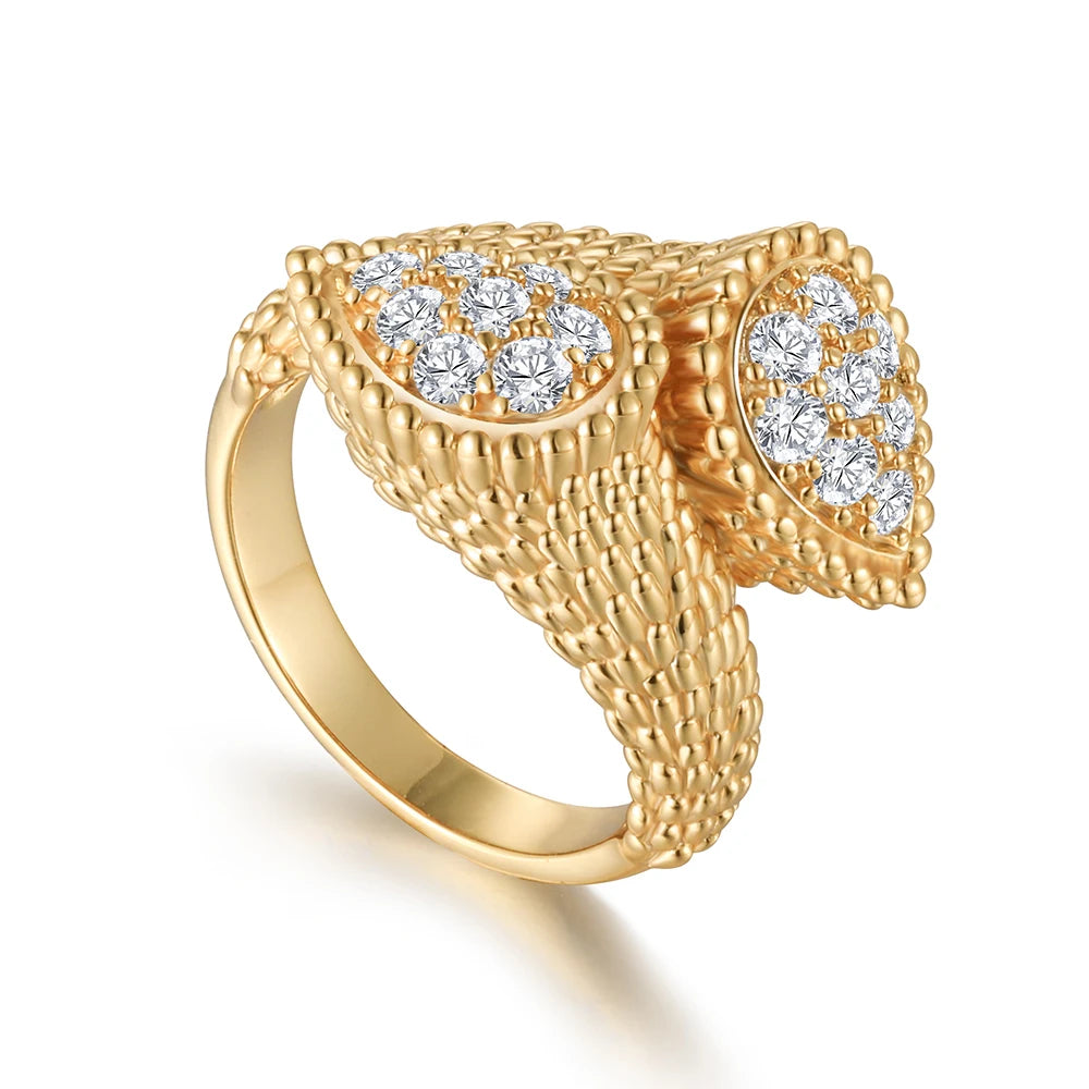 APIR 18k Gold Plated 5A Zircon Exquisite Ring for Women Bohemian Style Water Drop Shape Design Party Wedding Jewelry Luxury Ring