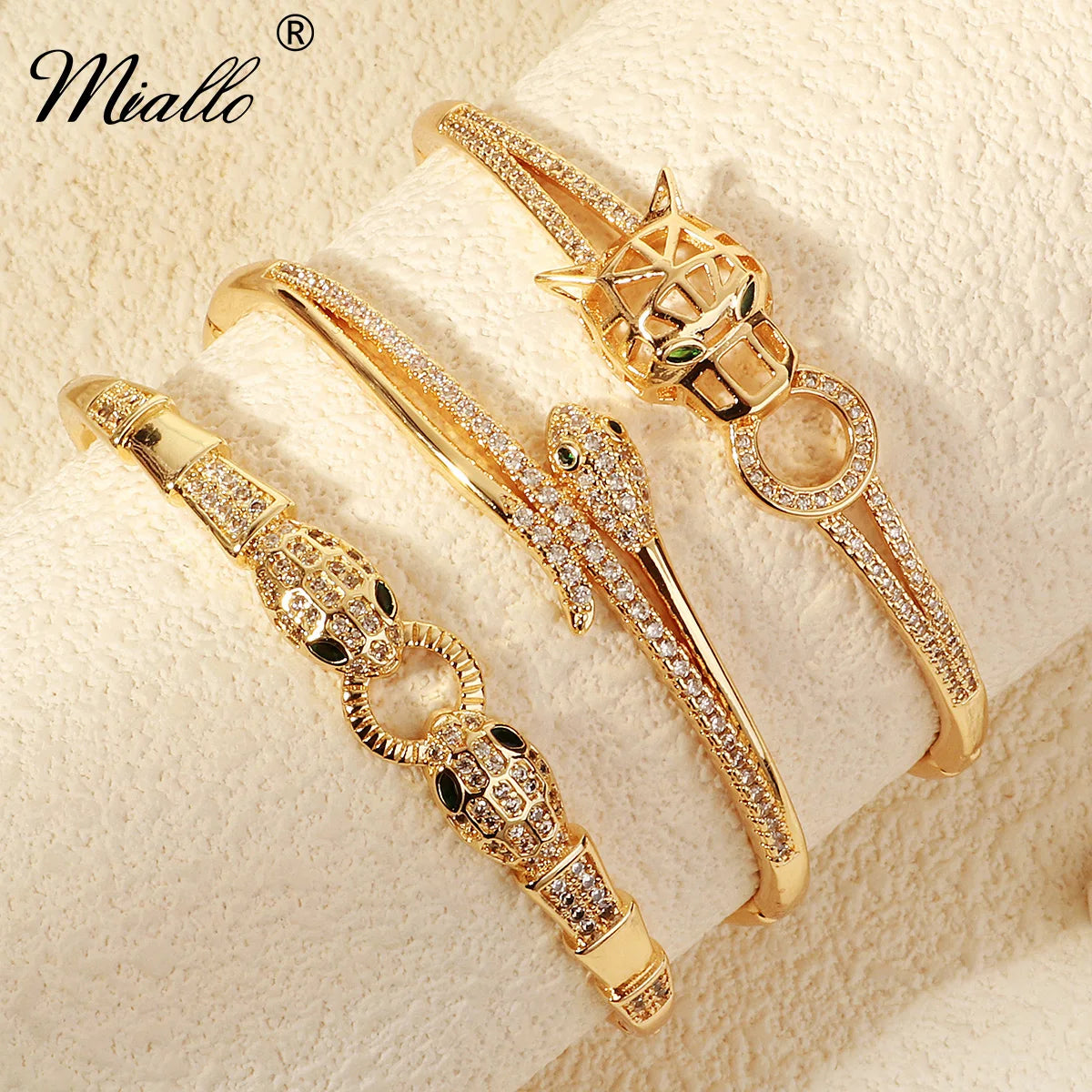Stainless Golden Snake Zirconia Bracelet