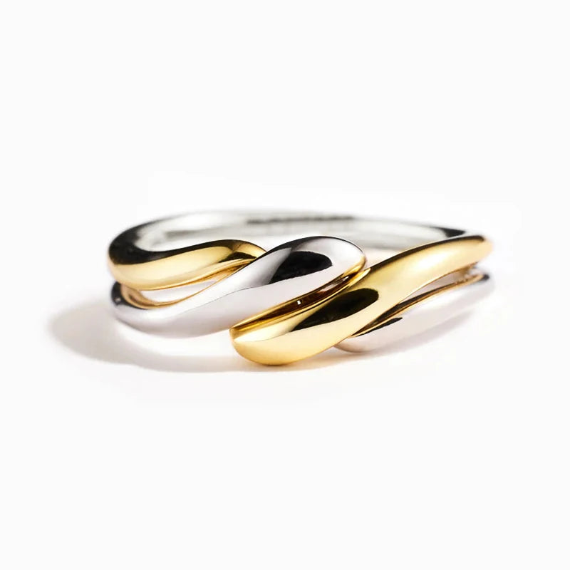 Huitan Two Tone Twist Ring