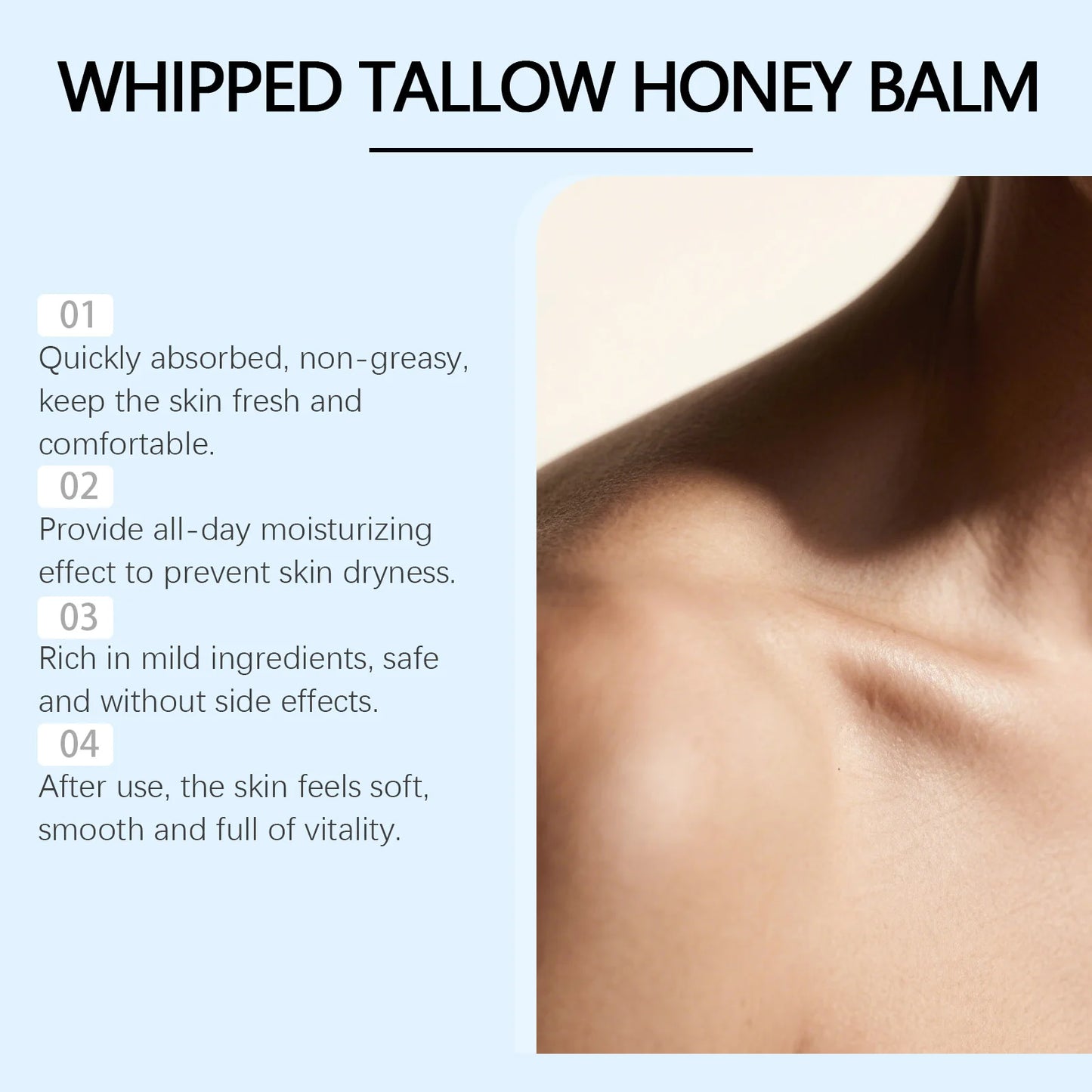 Whipped Tallow Honey Balm - Copper Peptides GHK-Cu Beef Tallow