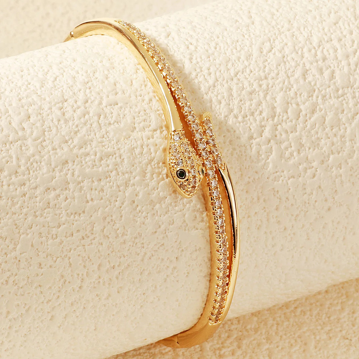 Stainless Golden Snake Zirconia Bracelet
