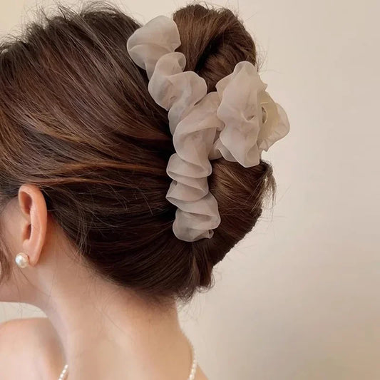Large Mesh Hairpin Temperament Elegant Women Hair Claw Clips Princess Headdress Fashion Grab Clip Female Hair Accessories 2024