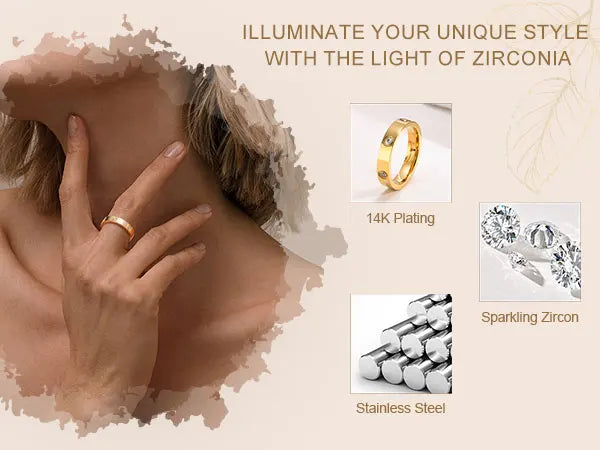 18K Gold Plated Stainless Steel Crystal Zircon Ring