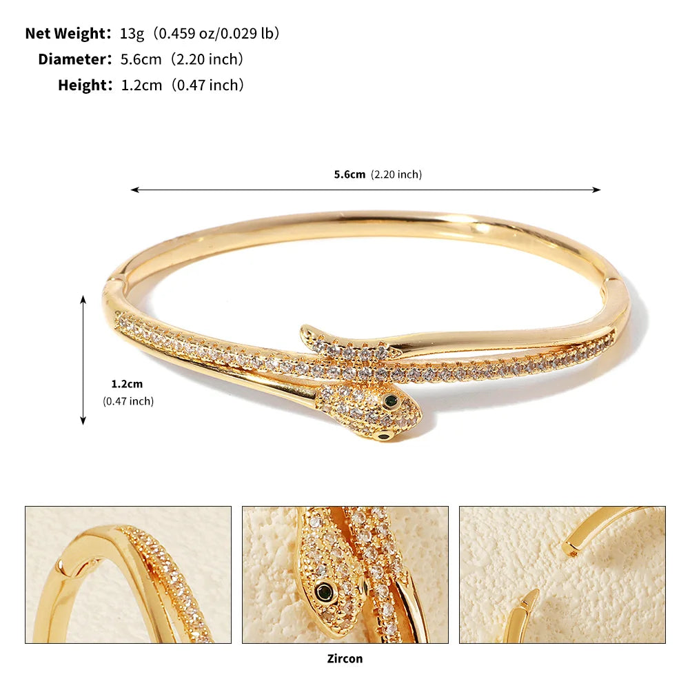 Stainless Golden Snake Zirconia Bracelet