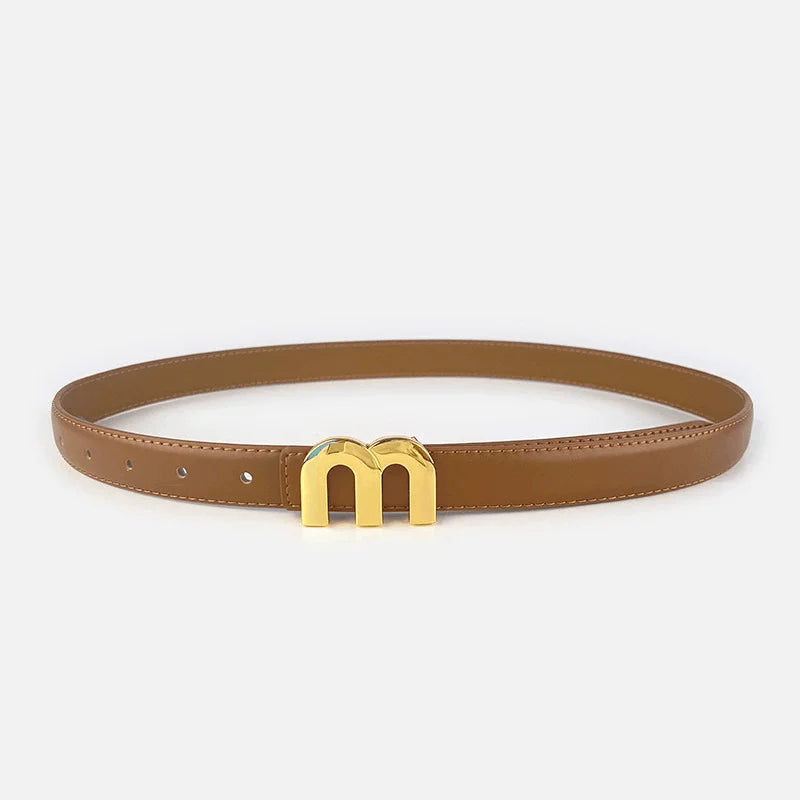 2025 New Thin 2.5cm Belts for Women Girls Fashion Waist Belt Cowhide Leather MetalBuckle Belt Leisure Dress Jeans Waistband