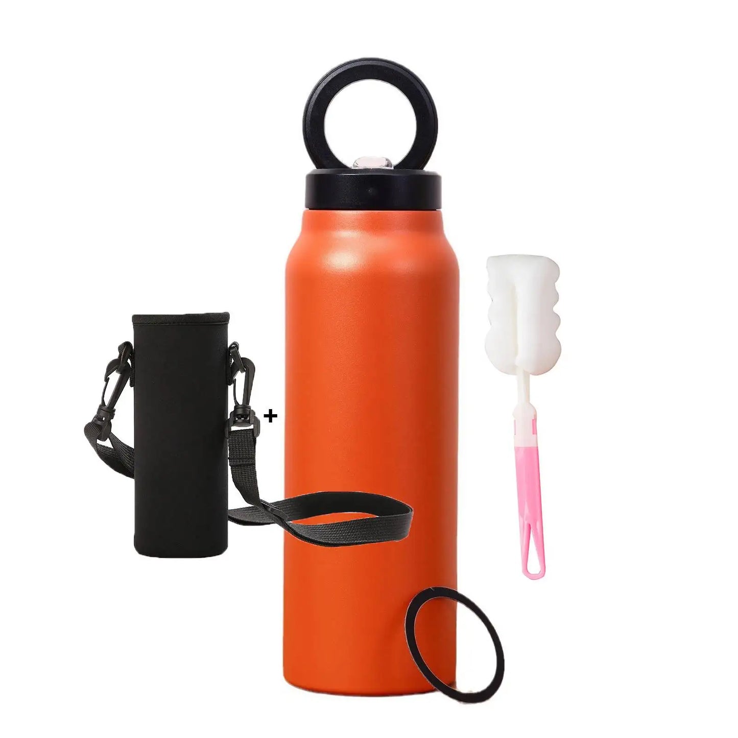 Insulated Sports Water Bottle with Magnetic Phone Holder and Built-in Stand