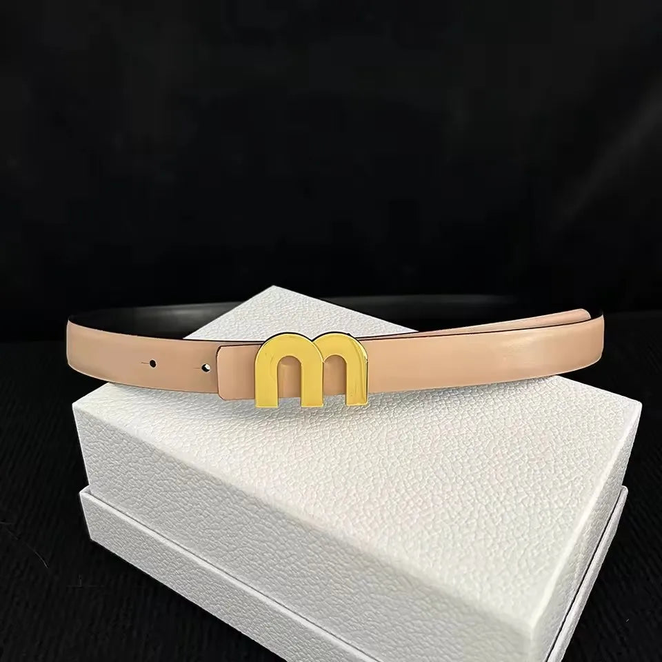 2025 New Thin 2.5cm Belts for Women Girls Fashion Waist Belt Cowhide Leather MetalBuckle Belt Leisure Dress Jeans Waistband