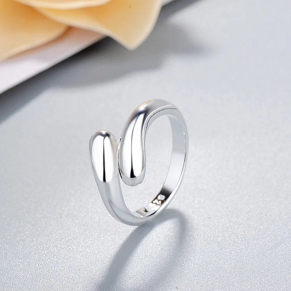 Hot High quality Popular brands 925 Sterling Silver Water drop Rings For Women Fashion Wedding Party fine Jewelry Christmas gift