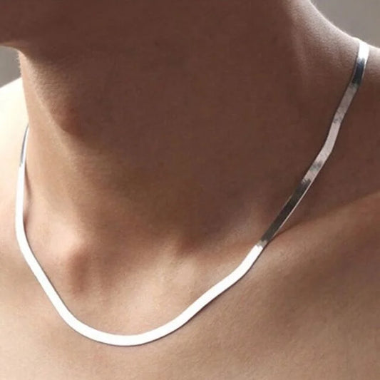 925 Sterling Silver fine 4MM Blade Chain Necklace