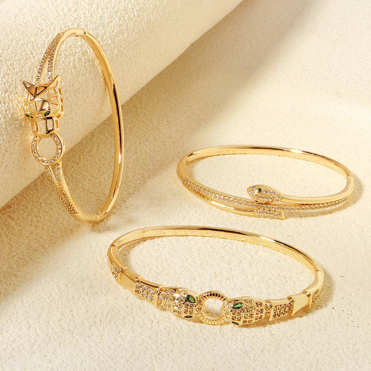 Stainless Golden Snake Zirconia Bracelet