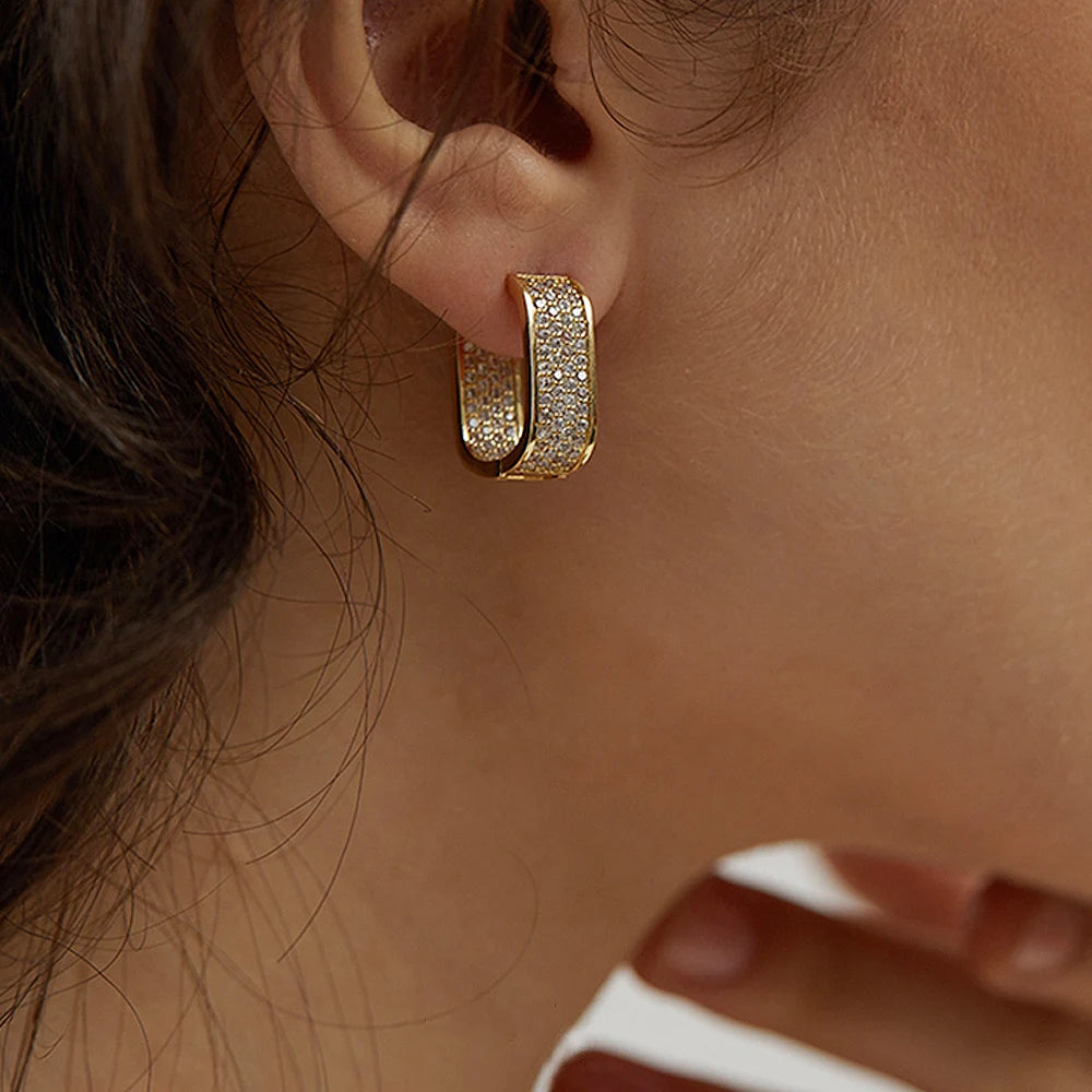 Paved CZ Hoop Earrings
