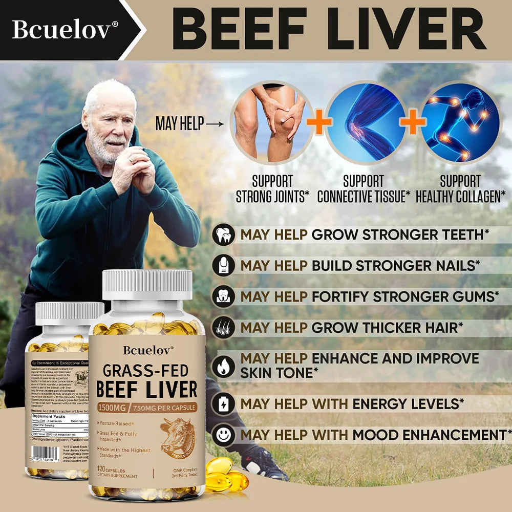 Grass-Fed Beef Liver Capsules 1500mg - Nutrient-Rich Whole Food Supplement - Supports Energy, Immunity & Overall Vitality