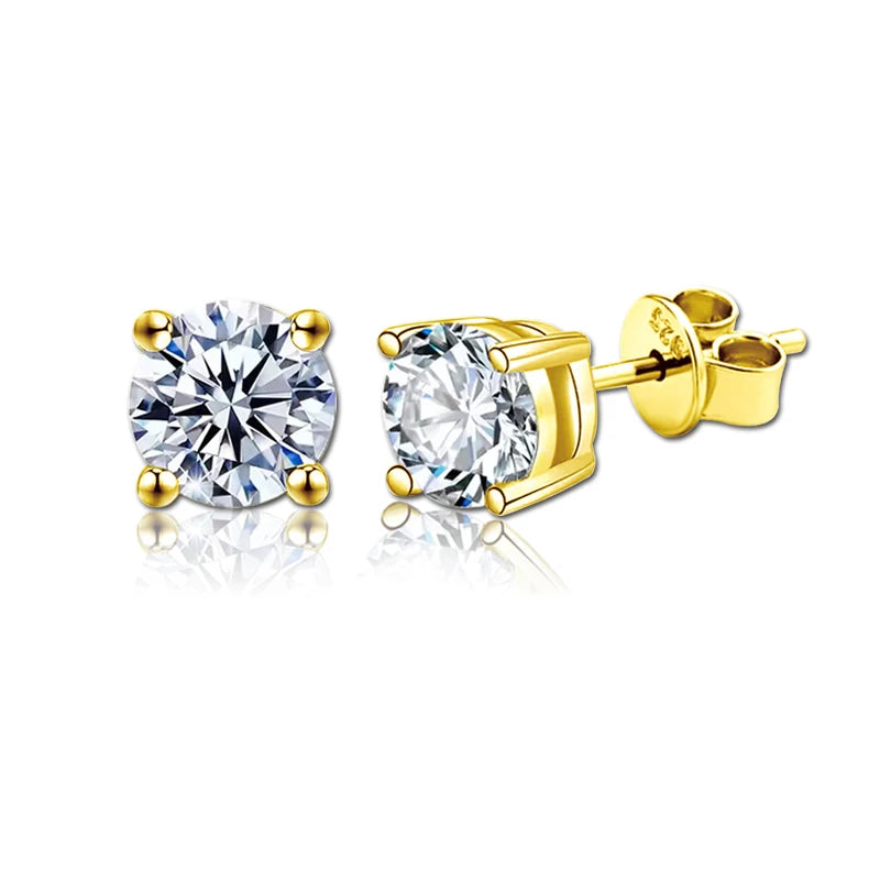 2 GRA Certificates Moissanite Studs Earrings Pass Diamond tester Pen For Men Women 925 Silver 18K Plated Wedding Gemstone