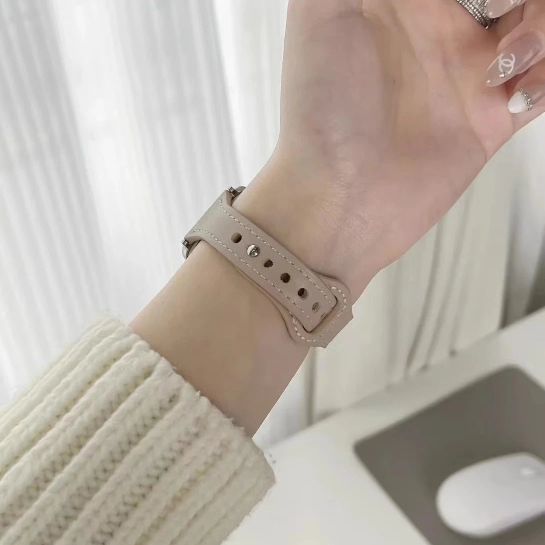 April - Slim Leather Strap for Apple Watch