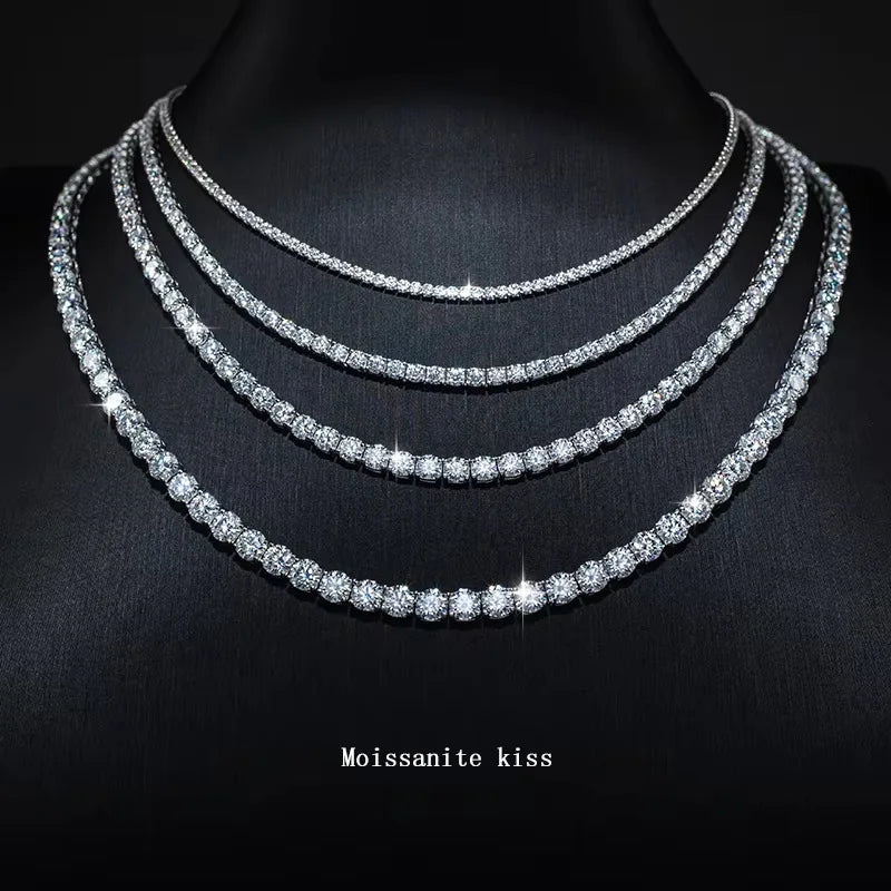 Real Moissanite Tennis Necklace Bracelet For Women Men 925 Sterling Silver 2/3/4/5mm Full Diamonds With GRA Hiphop Party Jewelry