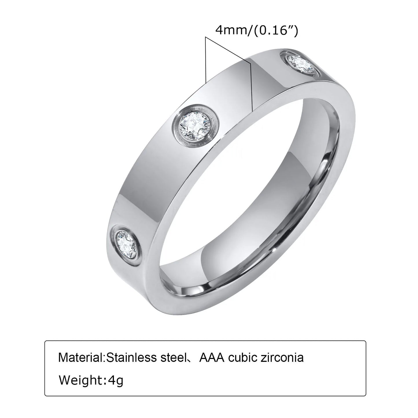 18K Gold Plated Stainless Steel Crystal Zircon Ring