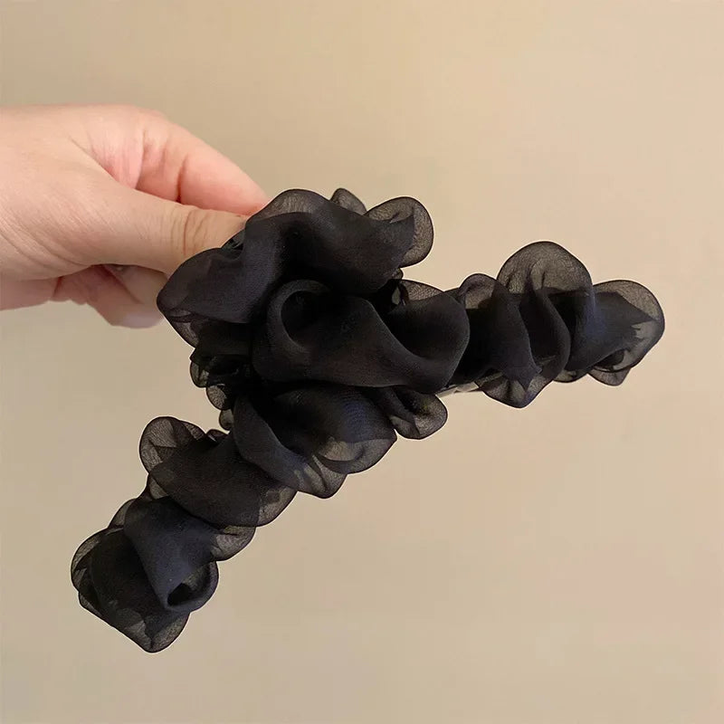 Large Mesh Hairpin Temperament Elegant Women Hair Claw Clips Princess Headdress Fashion Grab Clip Female Hair Accessories 2024