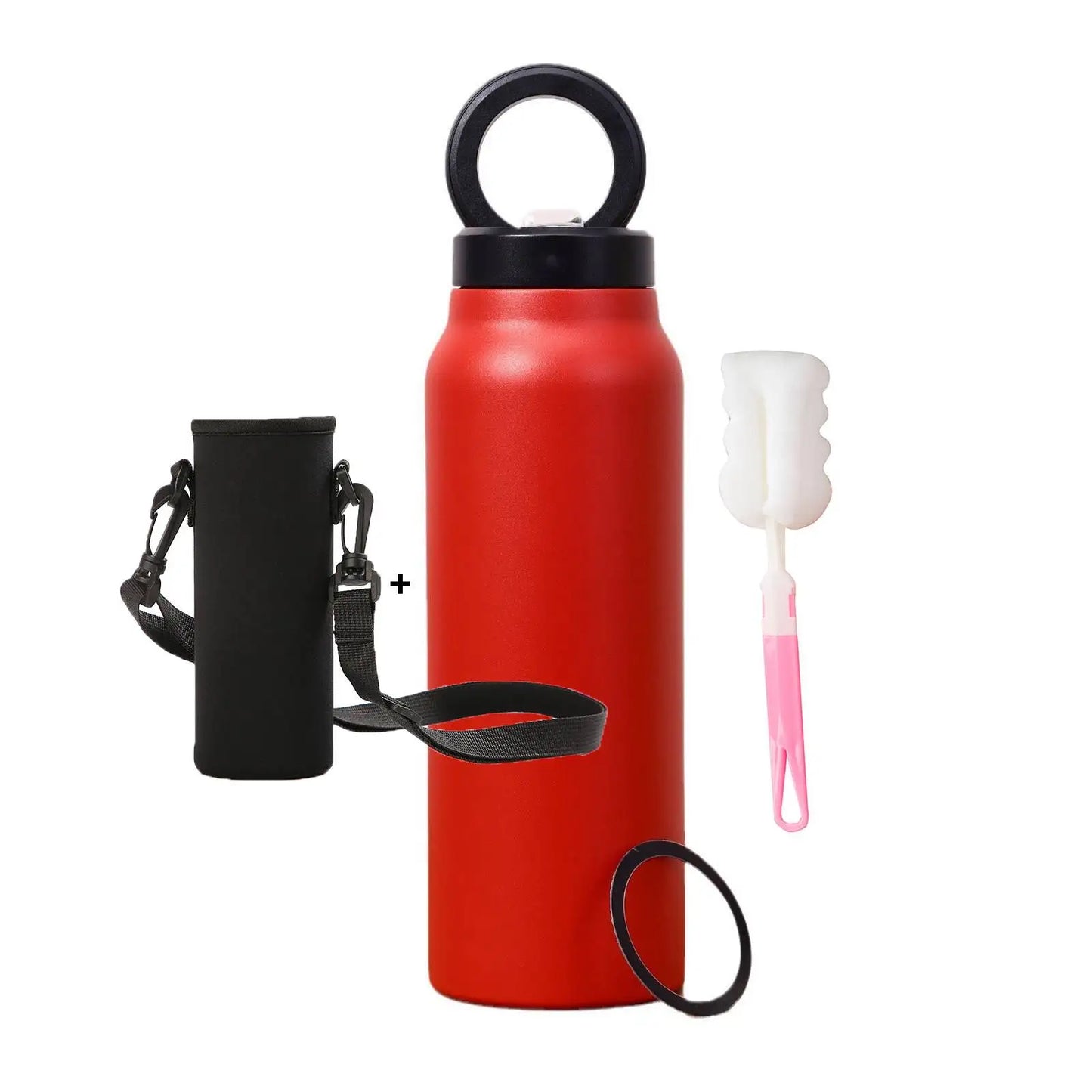 Insulated Sports Water Bottle with Magnetic Phone Holder and Built-in Stand
