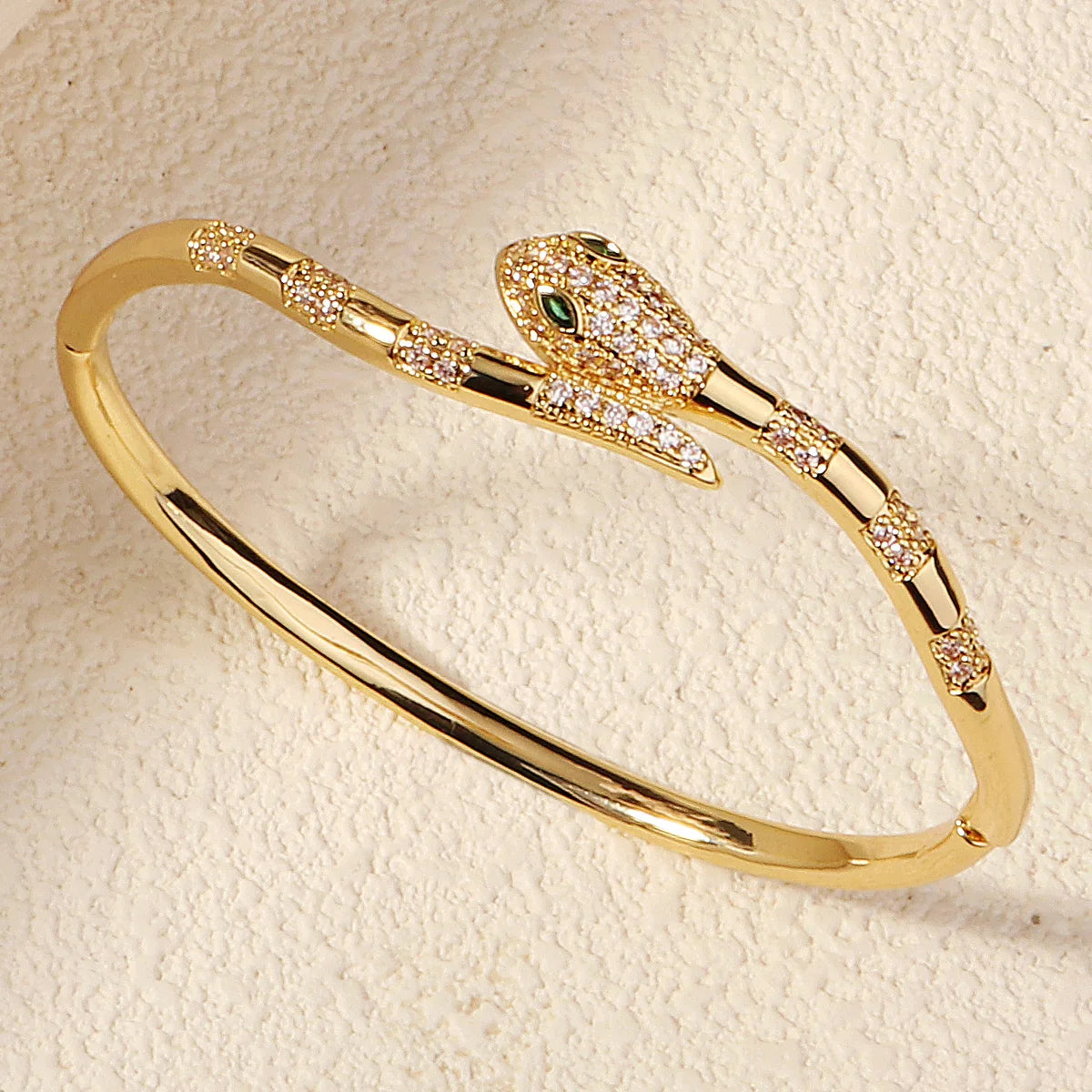 Stainless Golden Snake Zirconia Bracelet