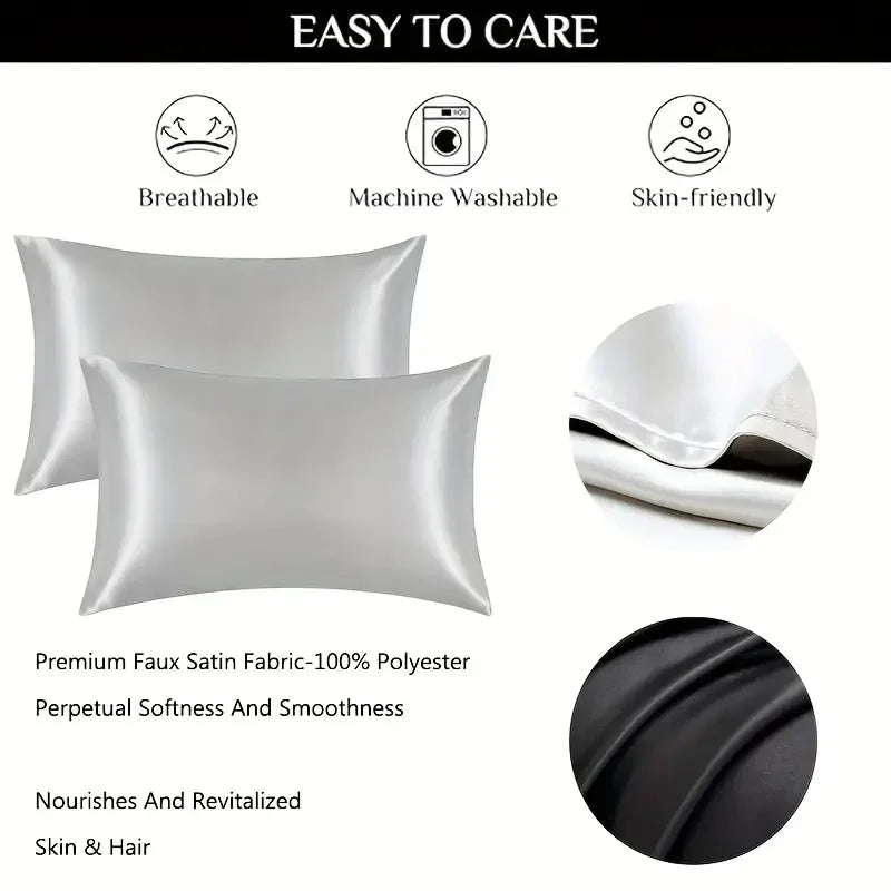 2-piece Pure Emulation Silk Satin Pillowcase