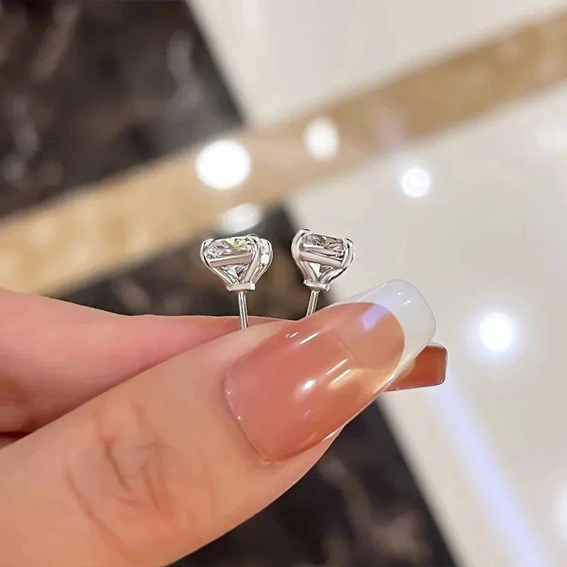 Huitan Cubic Zirconia Stud Earrings Crystal