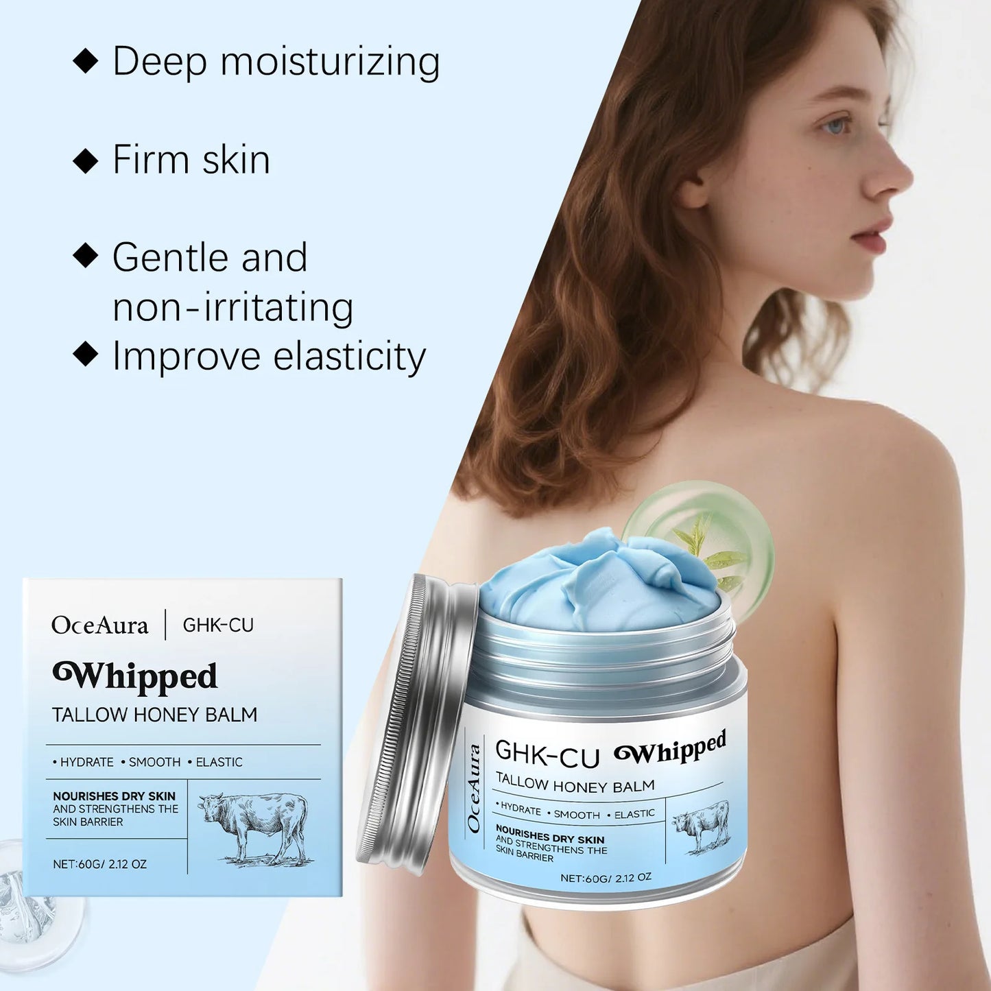 Whipped Tallow Honey Balm - Copper Peptides GHK-Cu Beef Tallow