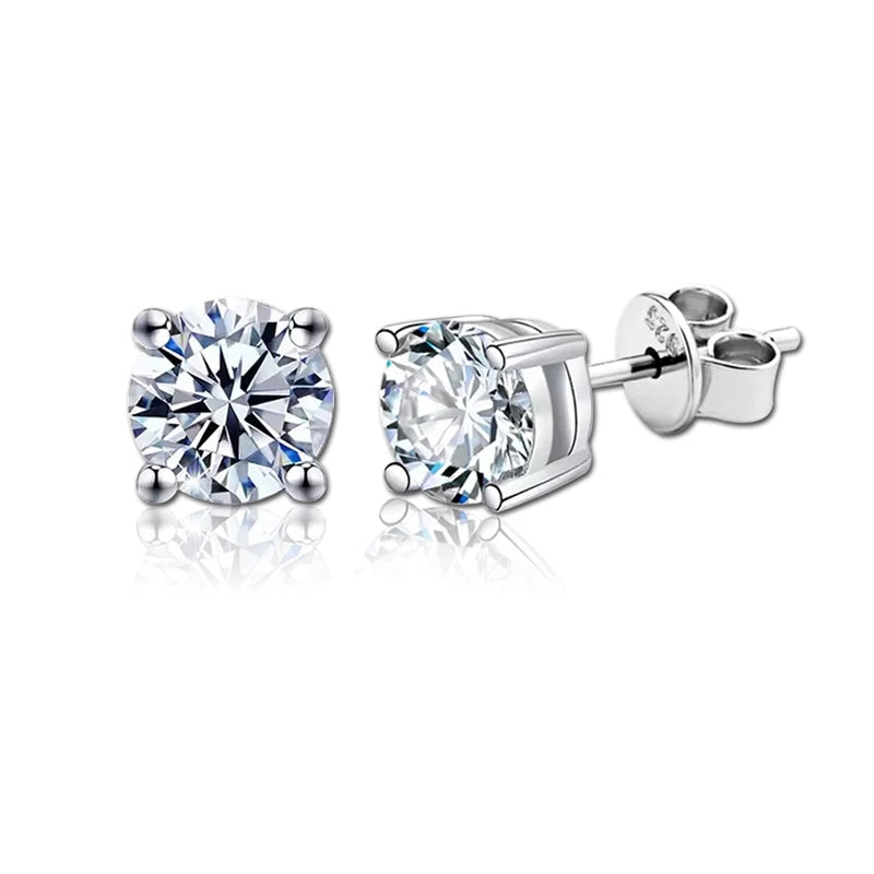 2 GRA Certificates Moissanite Studs Earrings Pass Diamond tester Pen For Men Women 925 Silver 18K Plated Wedding Gemstone