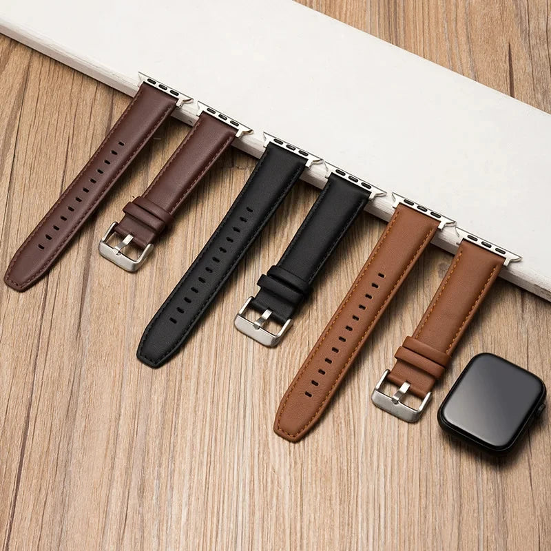 Leather Watch Band for Apple Watch iWatch series 8 7 6 5 4 3 Se