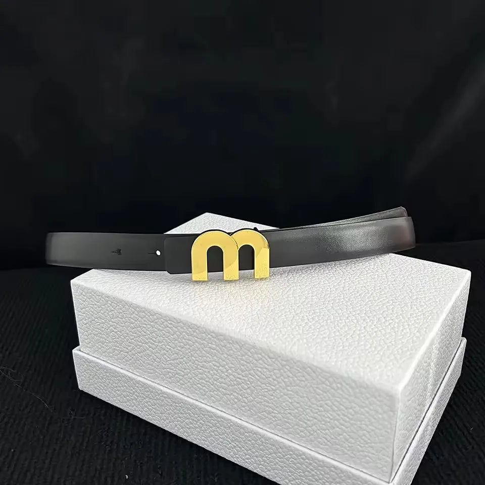 2025 New Thin 2.5cm Belts for Women Girls Fashion Waist Belt Cowhide Leather MetalBuckle Belt Leisure Dress Jeans Waistband