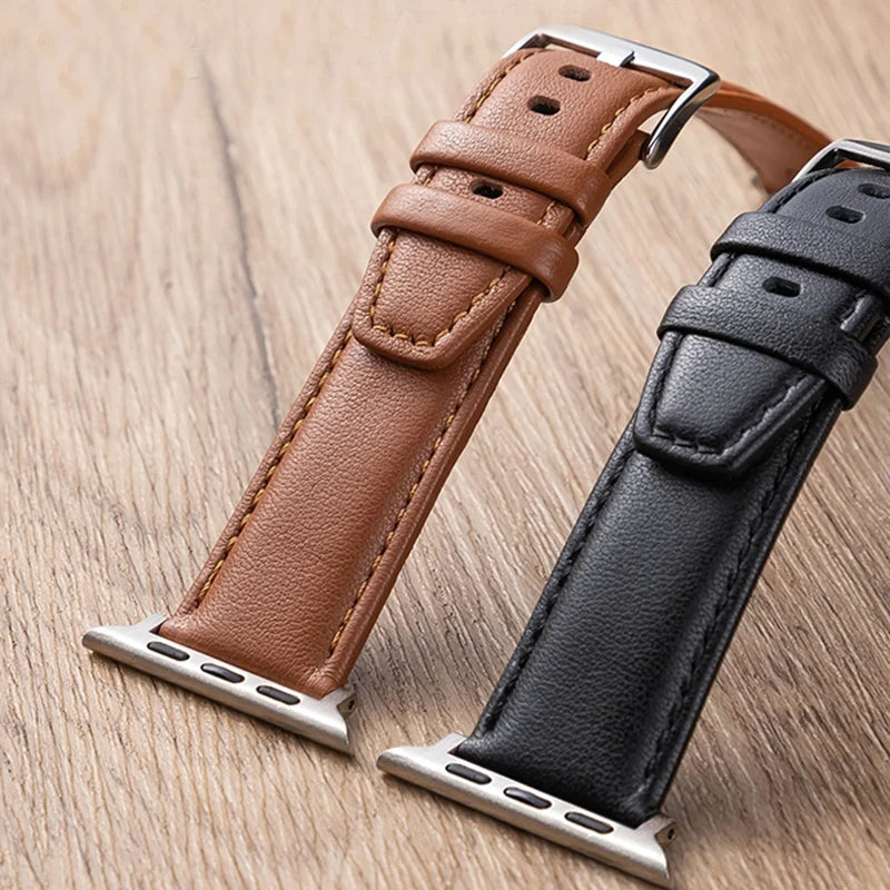 Leather Watch Band for Apple Watch iWatch series 8 7 6 5 4 3 Se