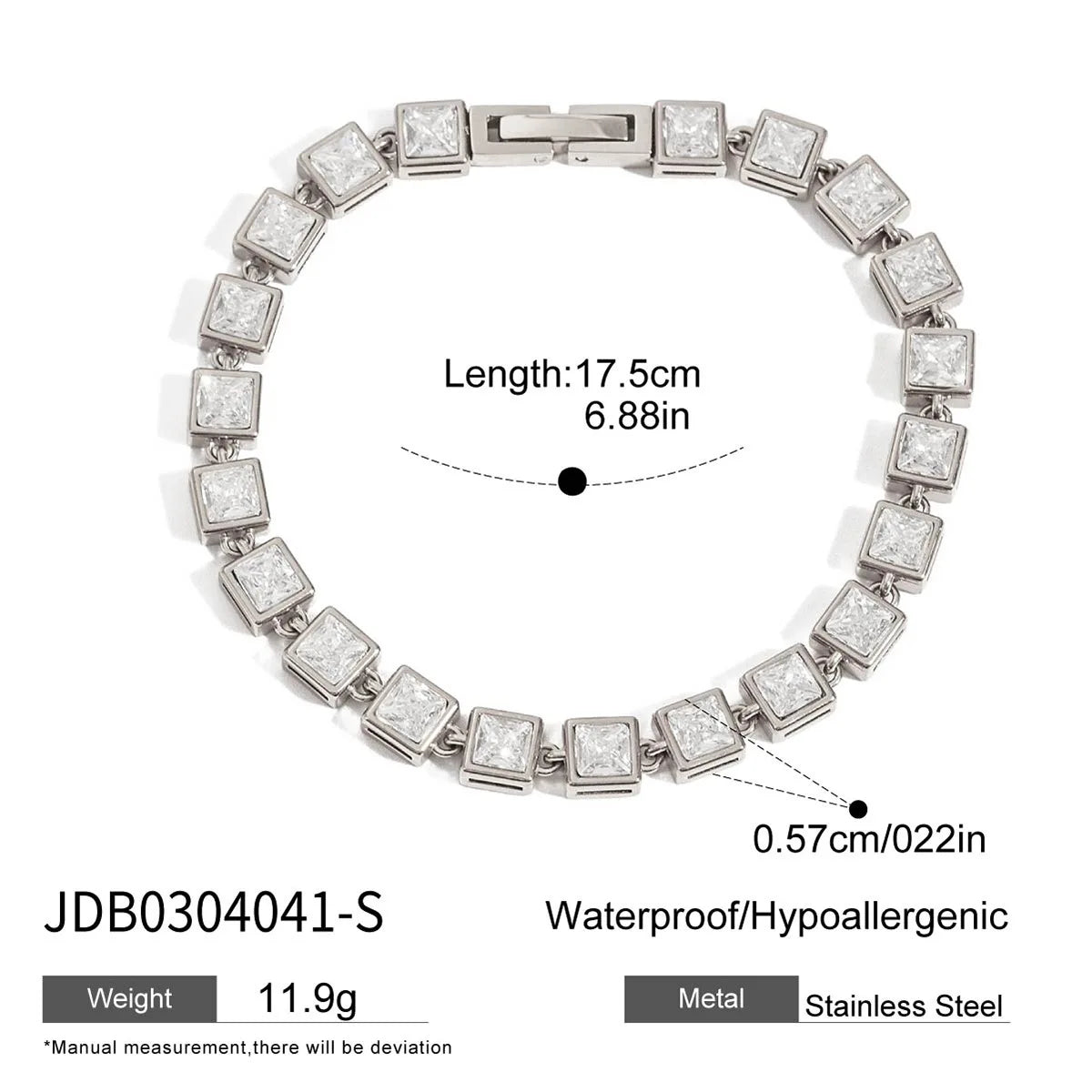 Ars Gold Plated Stainless Steel Chain Bracelets for Women Tennis Bracelet Dainty Geometric Zircon Bracelet Everyday Bracelets