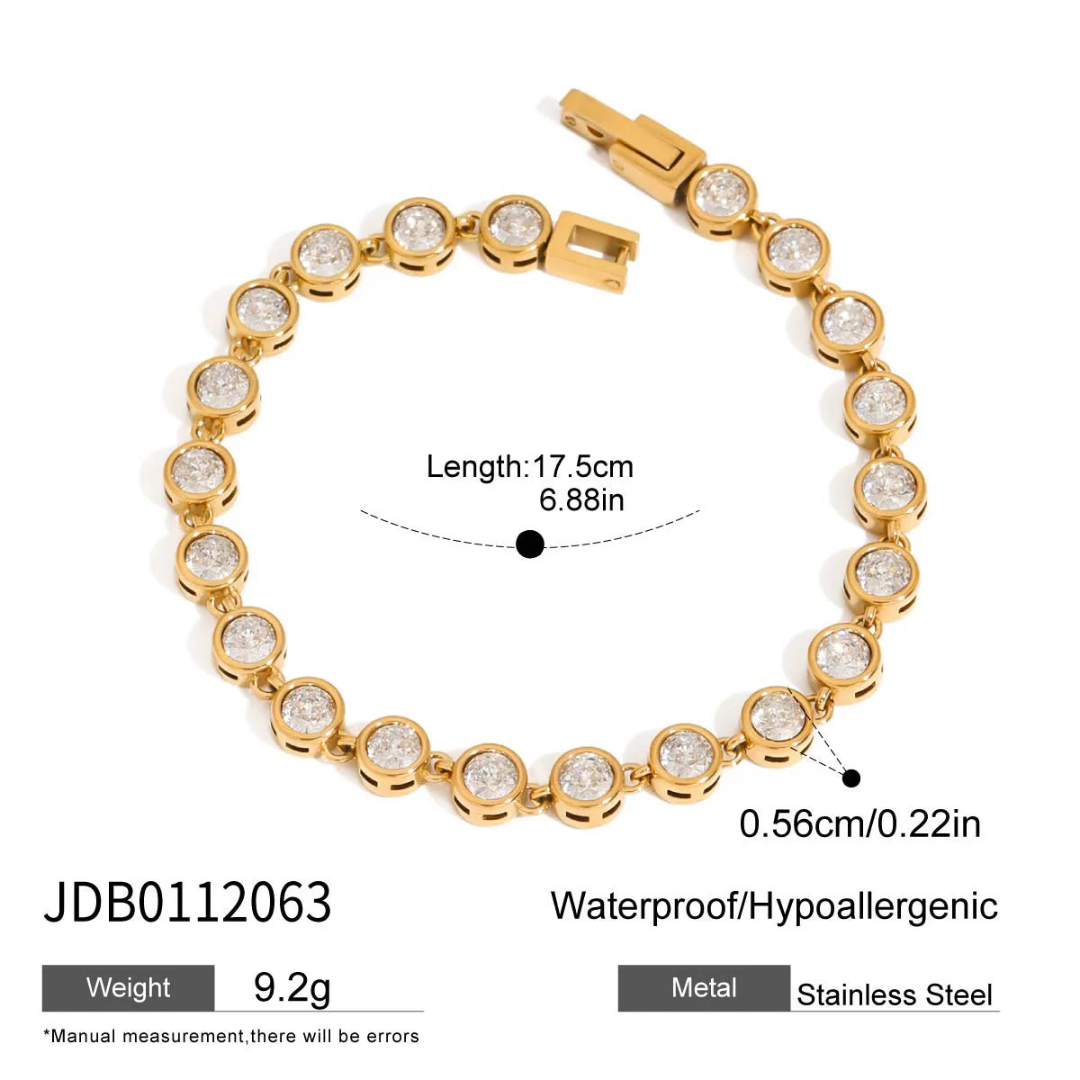 Ars Gold Plated Stainless Steel Chain Bracelets for Women Tennis Bracelet Dainty Geometric Zircon Bracelet Everyday Bracelets