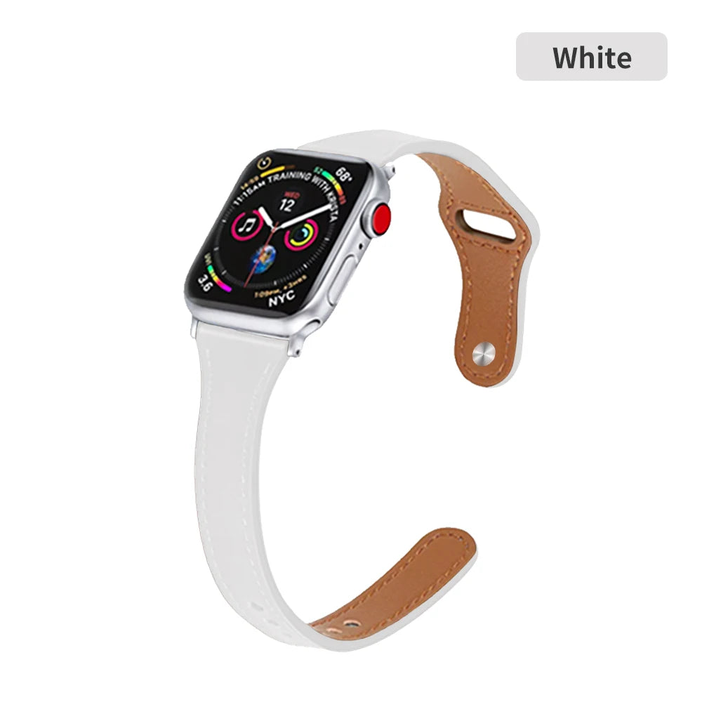 April - Slim Leather Strap for Apple Watch