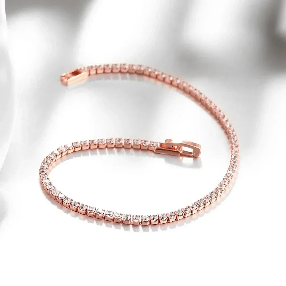 925 Sterling Silver Bracelet 16CM To 19CM Tennis Bracelet 2.5MM Zirconia Anniversary Gift