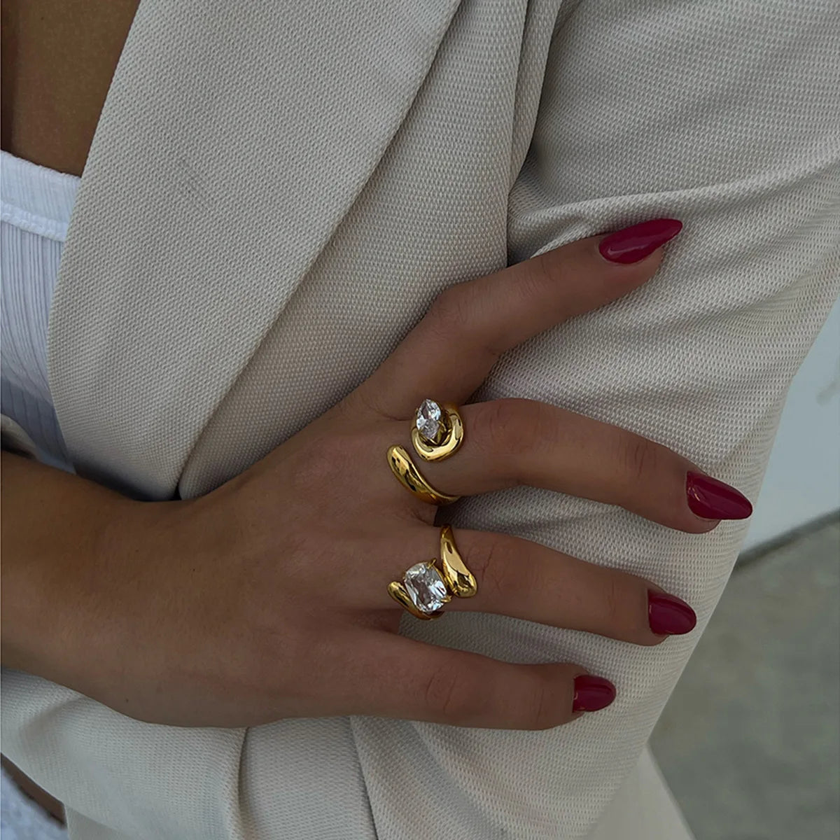 Stainless Water Drop Rings - 18K Gold Plated
