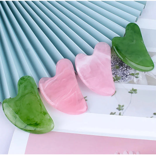 Natural Stone Jade Gouache Scraper Rose Quartz Facial Gua Sha Tools Neck Massager for Face Lifting Wrinkle Remover Beauty