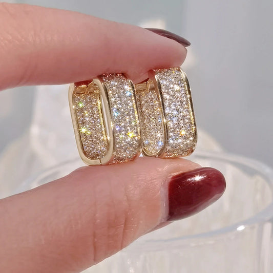 Paved CZ Hoop Earrings