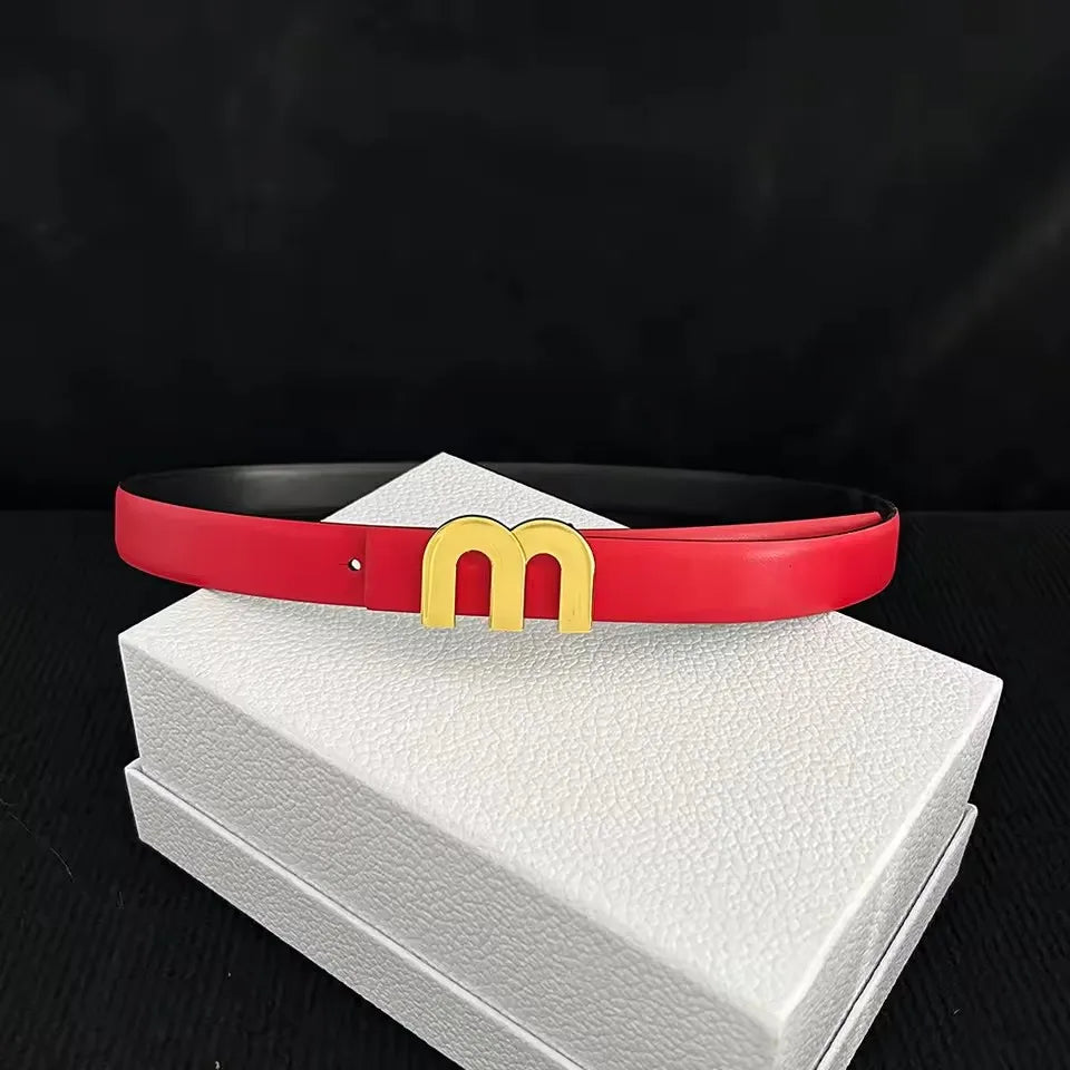 2025 New Thin 2.5cm Belts for Women Girls Fashion Waist Belt Cowhide Leather MetalBuckle Belt Leisure Dress Jeans Waistband