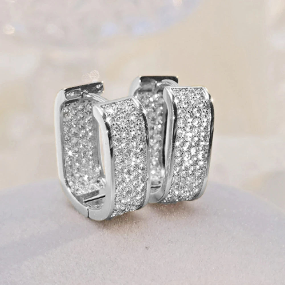 Paved CZ Hoop Earrings