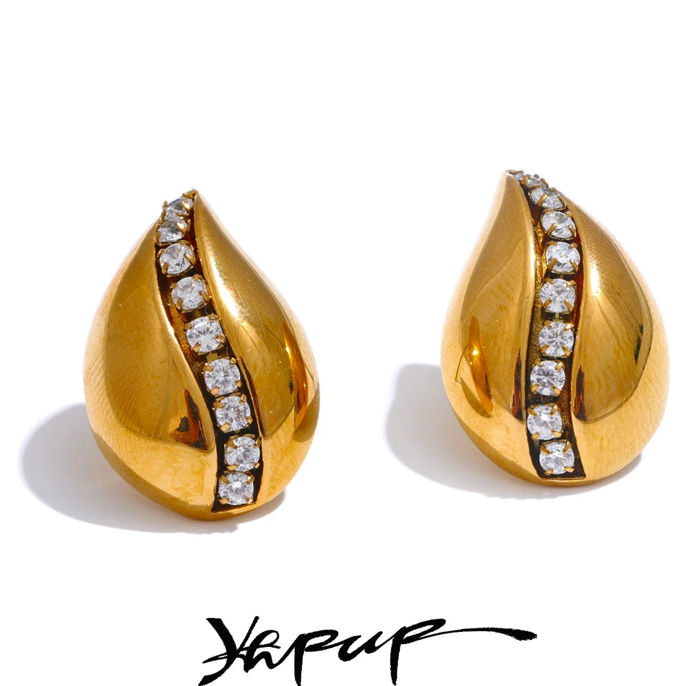 Remy - Water Drop 18k Gold Plated Stud Earrings Tarnish Resistant